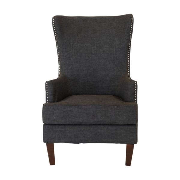 Charcoal Nailhead Wing Back Side Chair