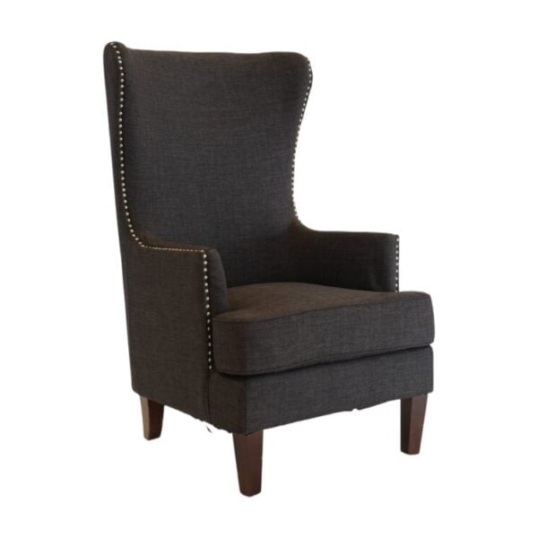 Charcoal Nailhead Wing Back Side Chair