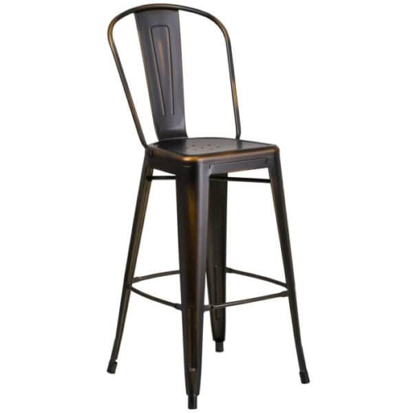 Copper Distressed Barstool with Back