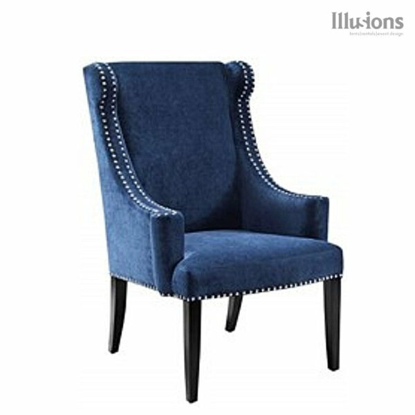Navy Nailhead Wingback Side Chair - Image 2
