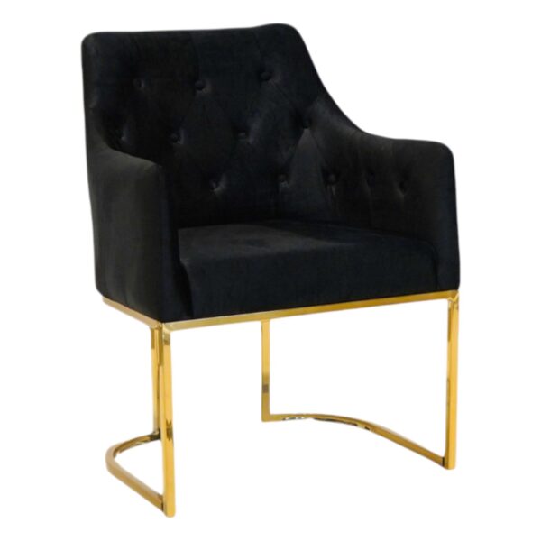 Black Velour Knight Side Chair