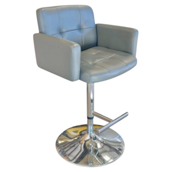 Grey Tufted Stool W/ Arms