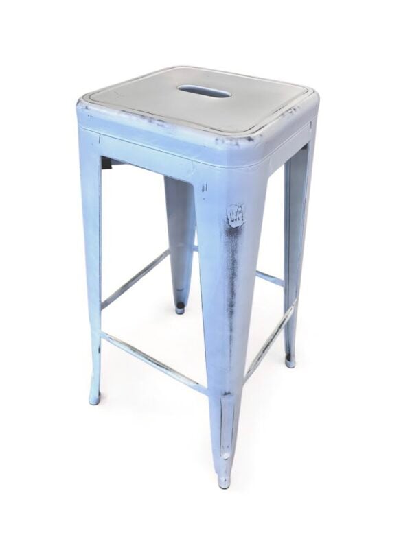 White Distressed Stool – Backless