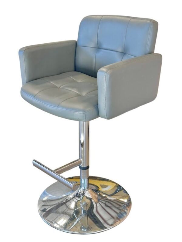 Grey Tufted Stool W/ Arms