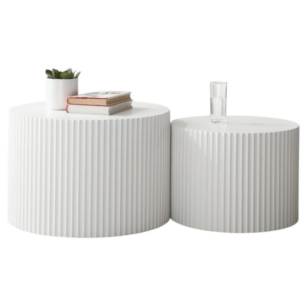 White Drum Nesting Coffee Table