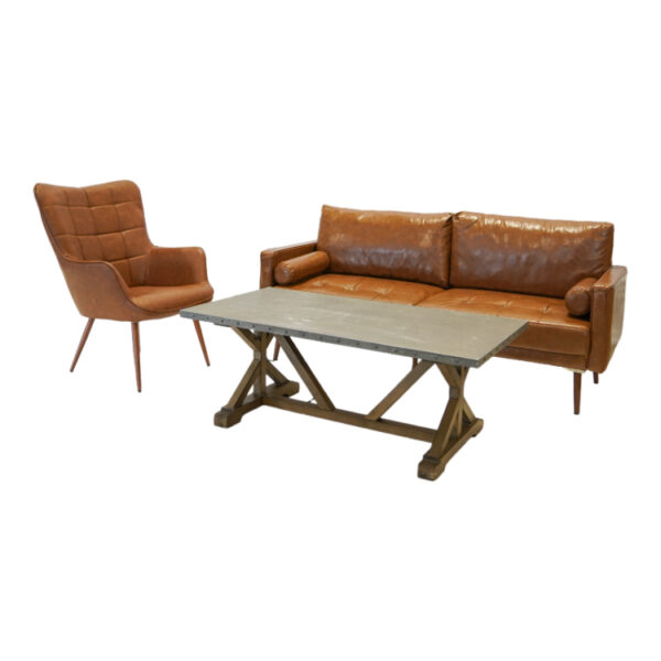 Cognac Leather Sofa - Image 2