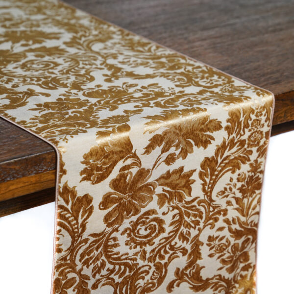 Ivory Gold Damask Table Runner
