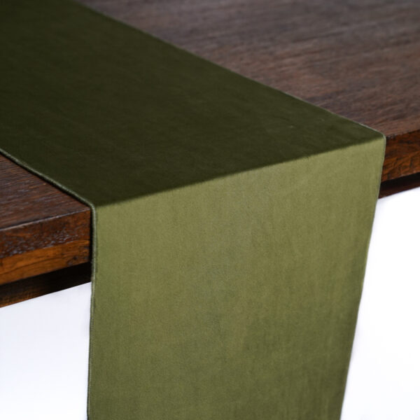 Olive Velvet Table Runner - 3244-2-Edit