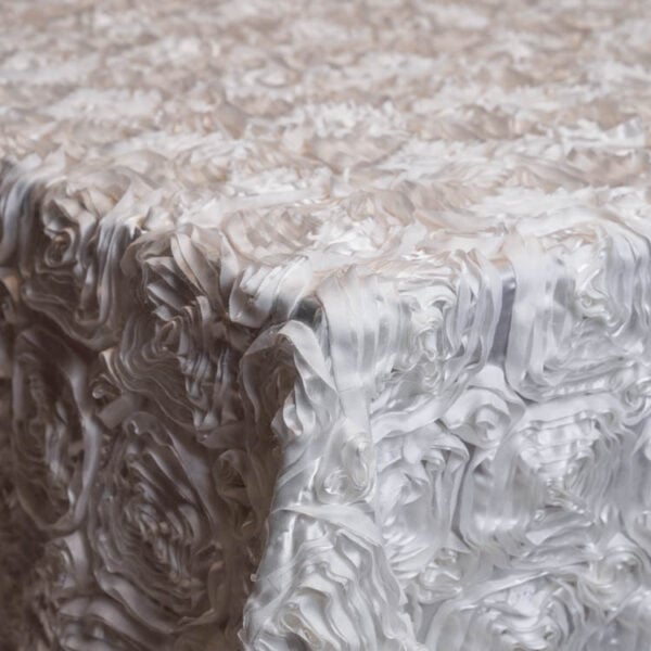 White Rosette Lamour Tablecloth