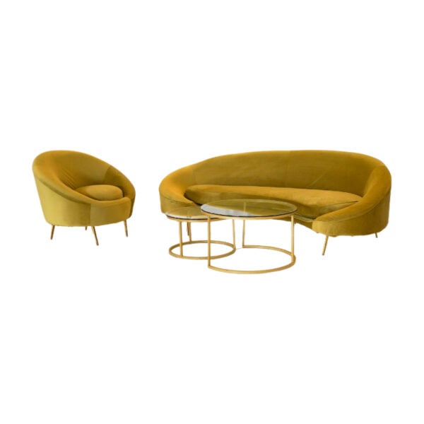 Penelope Gold Lounge Set and Nested Table