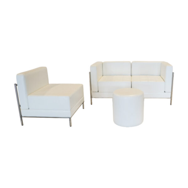Selona Round Ottoman White - Image 2